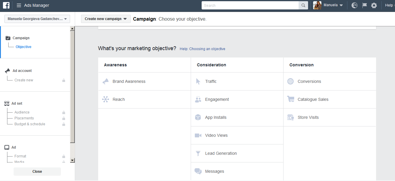 Facebook Advertising – Campaign Objective