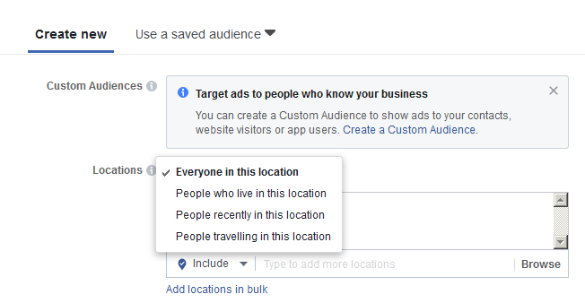 Facebook Location Targeting