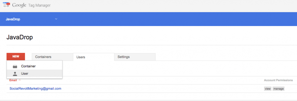 Add a new user to google tag manager