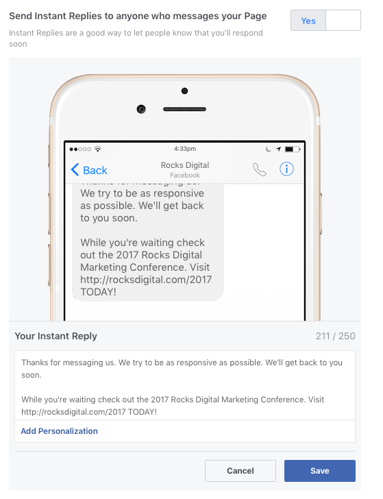 Facebook instant Reply Assistant - Chatbot