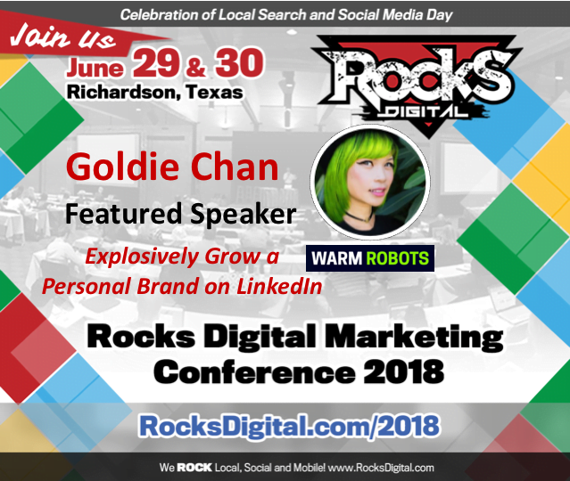 Goldie Chan, Top LinkedIn Video Creator to Speak at Rocks Digital 2018