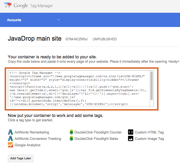 Google Tag Manager Container