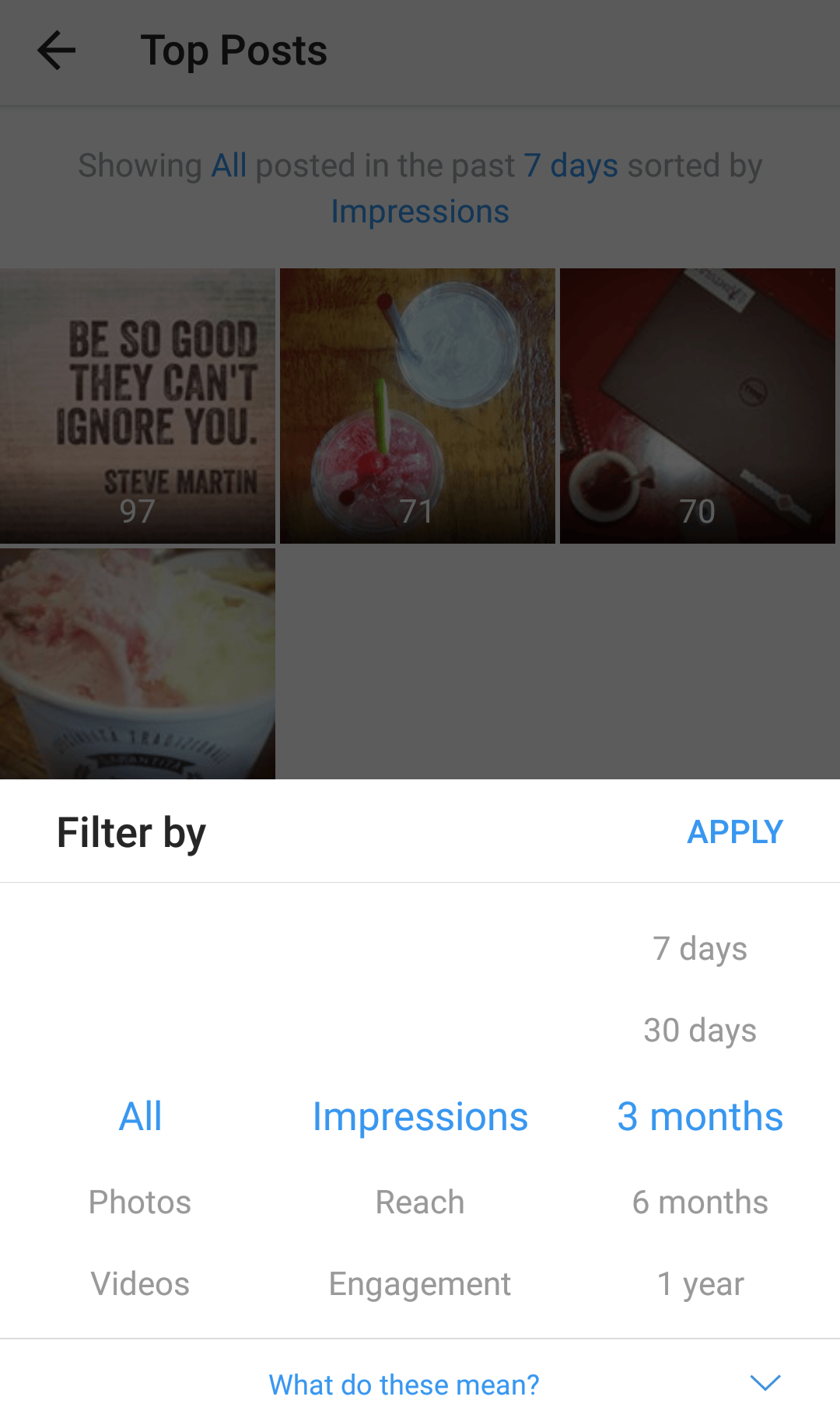 Insights Top Posts Filter Instagram