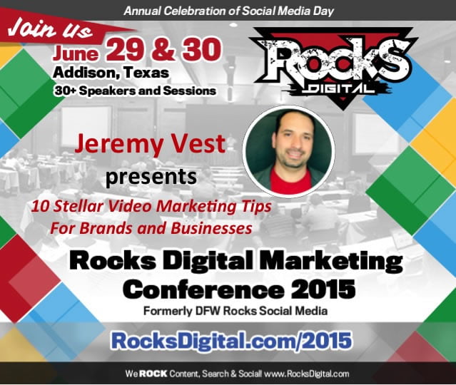 Jeremy Vest, YouTube Expert to Speak at Video Marketing at Rocks Digital Marketing Conference 2015