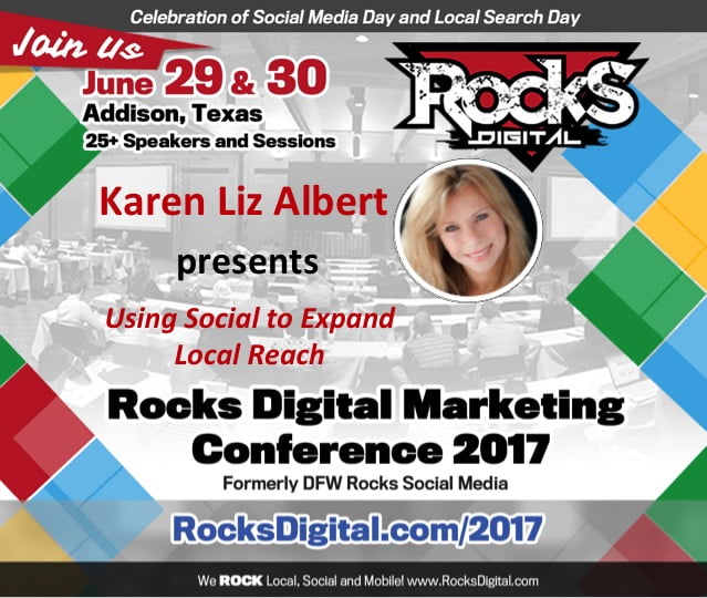 Karen Liz Albert, Social Media Coach to present at Rocks Digital Marketing Conference in Dallas