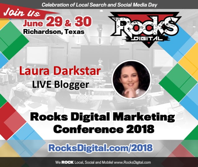 Laura Darkstar, Live Blogging Superhero, Returns to 2018 Rocks Digital Marketing Conference