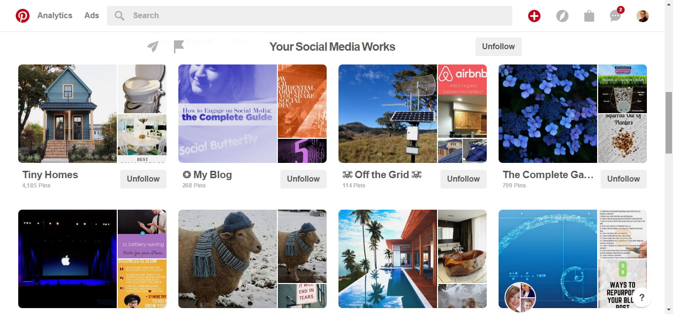 Pinterest Page for Your Social Media Works