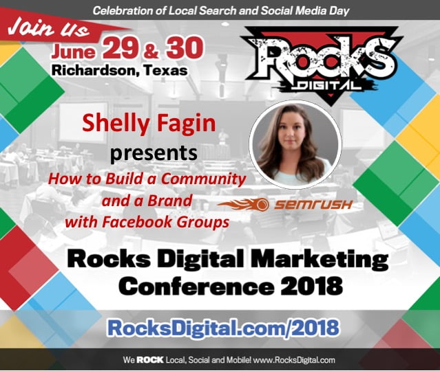 Shelly Fagin, SEMrush Community Manager, to Present on Facebook Groups at Rocks Digital 2018